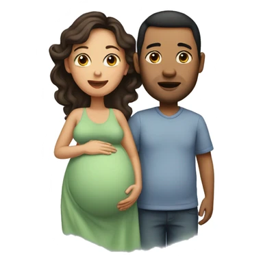 A pregnant woman with her husband  sticker