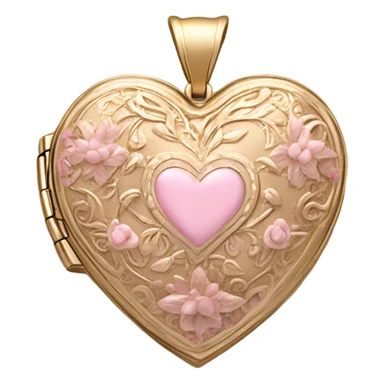 An ornate gold-framed heart locket with a soft pink satin ribbon tied into a bow. sticker