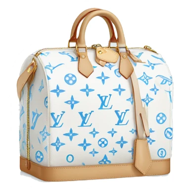 White Designer Louis Vuitton bag with baby blue monogram  sticker