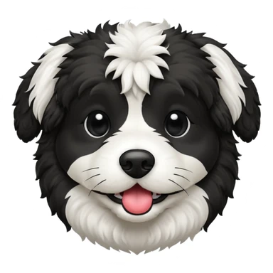 Havapoo dog black and white with ball in its mouth  sticker