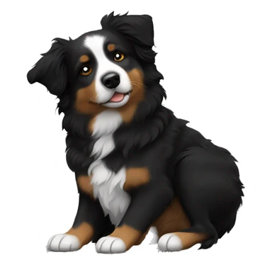 Small black australian shepherd dog sleeping  sticker