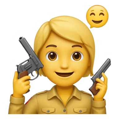 Create a smiling face emoji that’s holding a gun pointed to their head sticker