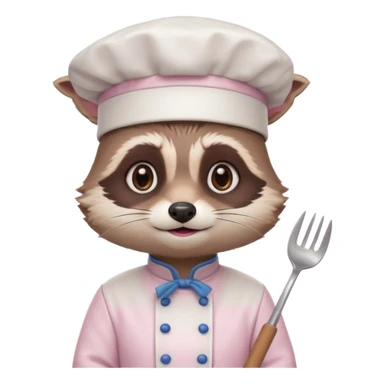 chef pink raccoon sticker