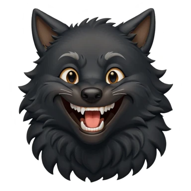 a black wolf laughing really hard sticker