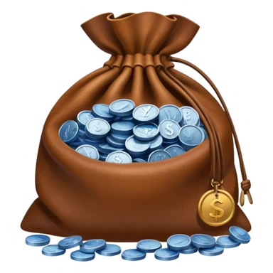 brown money bag of blue coins sticker