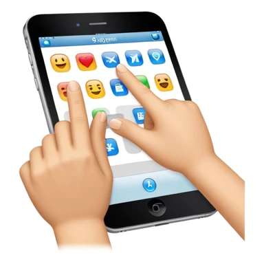 An emoji with a finger tapping a touchscreen button sticker
