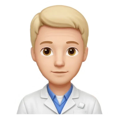 male pharmacist portrait, head and shoulders only, wearing a pharmacy apron, friendly expression, medicine shelves visible in background, retail pharmacy vibe, 3D cartoon, mobile game icon style, no text, no watermark
 sticker