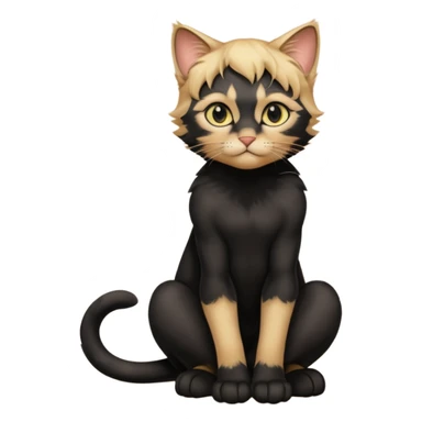 Chat noir peinture mignon assise peinture sticker