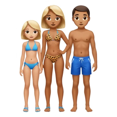 a girl wearing cheetah print bikini standing with a boy wearing shorts  sticker