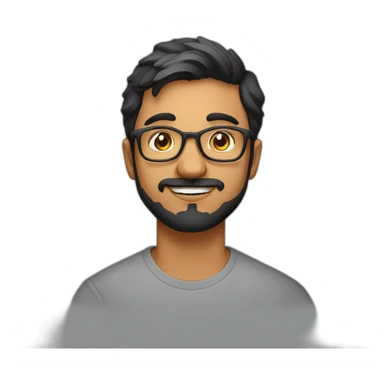 Young indian physics phd student with a short beard and round glasses in a t shirt sticker