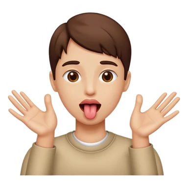 Tongue out with the hands to the side sticker