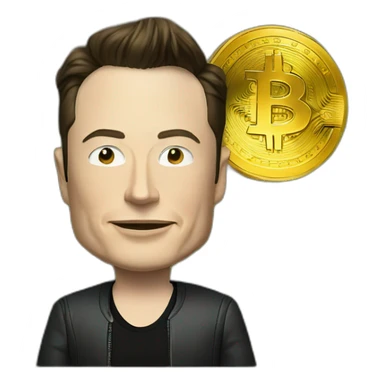 elon musk with bitcoin sticker