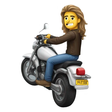 Long haired male on motorbike sticker