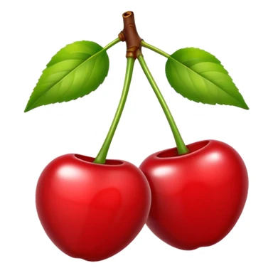 Hyperrealistic, mirco-detailed, isolated, rendering, two cherries. Transparent background, no emoji faces, no emoji icons, must be 4k hd, must not be low quailty, dpi 300 sticker