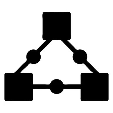 icon for "Supply Chain Experience" in black filled style, simple and clear, supply chain elements sticker