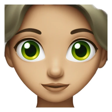 Brunette girl with green eyes making heart  sticker