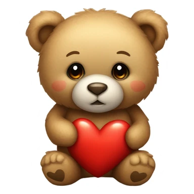 Teddy bear holding a heart sticker