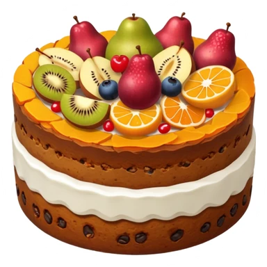 fruit cake with visible fruit pieces, no frosting, simple, clear sticker