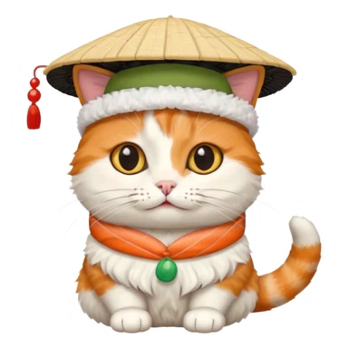 cat wearing a hat made out of sushi sticker