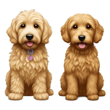 two mini golden doodles, one who is brown furred and the other with blonde fur sticker