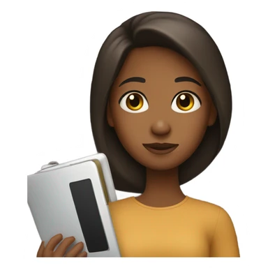 brown girl with ipad sticker