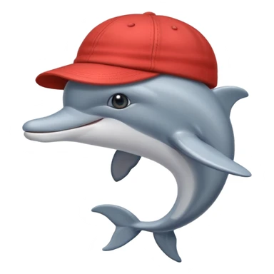 Dolphin emoji combination with a cap sticker