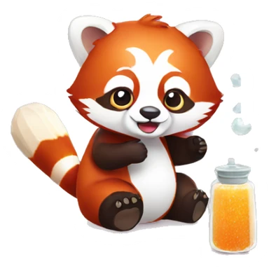 Red panda with salt shaker sticker