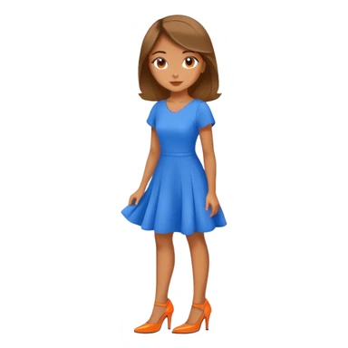a girl wearing a blue dress with orange heels sticker