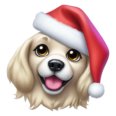 Lisa frank Christmas dog with Santa hat sticker