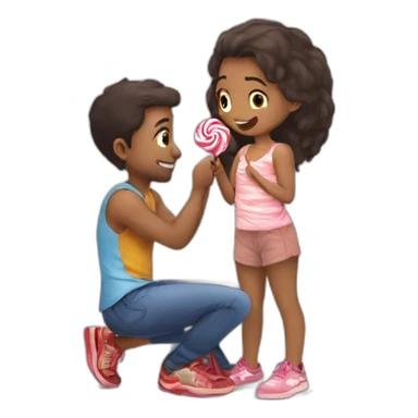 Request ➝  Draw me : girl on her two knees ready to eat a lollipop side view man sticker