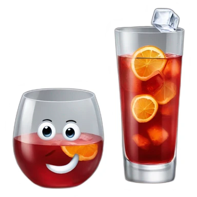 Negroni in tumbler with giant ice cube sticker