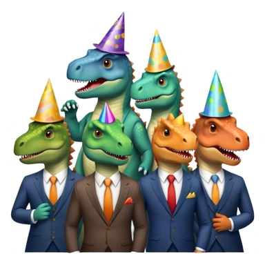 office dinosaurs in suits celebrating birthday sticker
