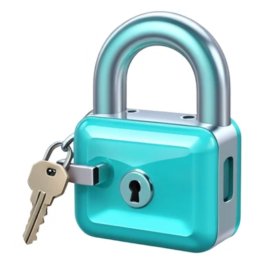 Holographic and glassmorphic turquoise lock sticker