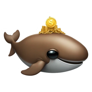 A brown whale wearing sunglasses and a golden dollar chain sticker