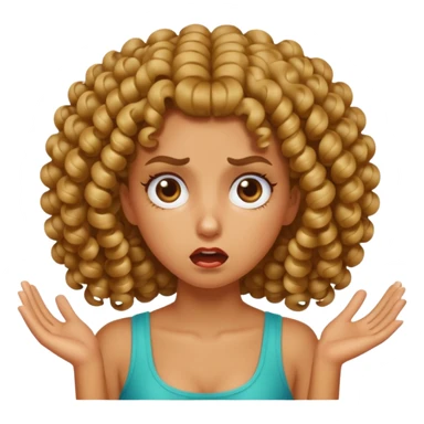 tan girl with shiny tight curls, making a disgusted face sticker