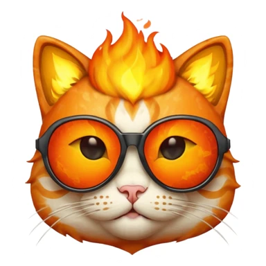 Cat with sunglasses in fire form sticker