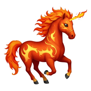 A fast-running fire horse made of embers, magma, and visible lava, with burning mane and ash particles sticker