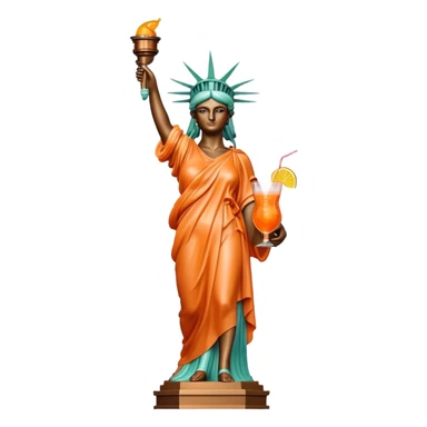 FULL BODY OF STATUE OF LIBERTY WITH AN APEROL SPRITZ COCKTAIL sticker