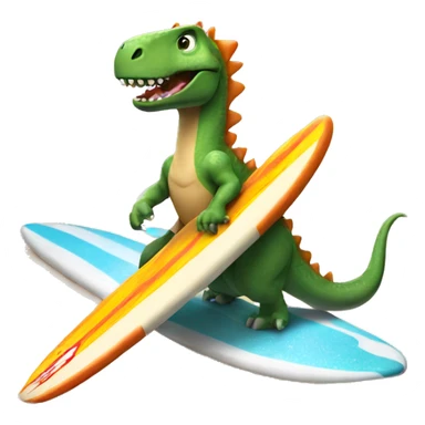 Dinosaur riding a surfboard  sticker