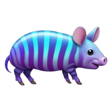 Iridescent spotted striped cyan purple gradient pig armadillo cow centipede insect with star markings star shaped spots sticker