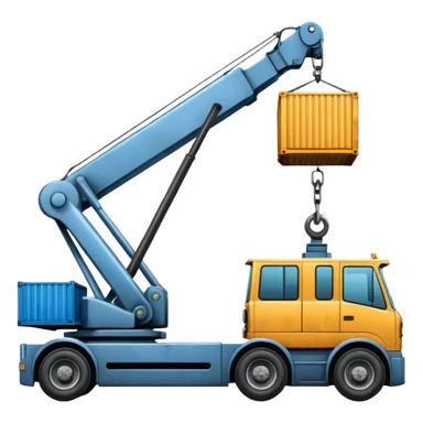 Container being lifted by a large machine. sticker