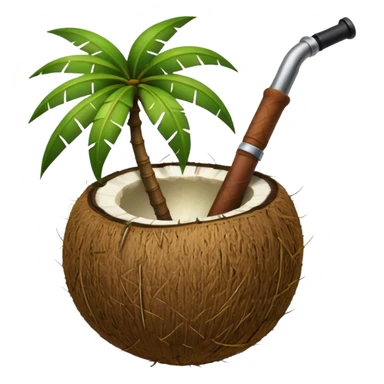 Green Coconut with open and with pipe sticker