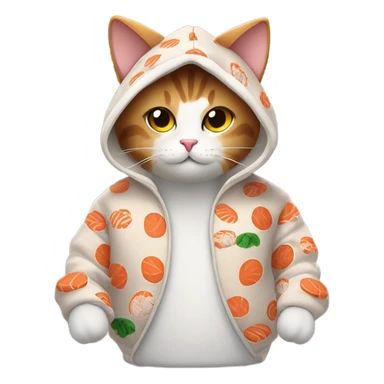 Cat wearing a sushi hoodie  sticker
