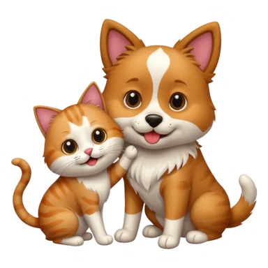 een hond met een kat sticker