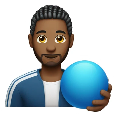 A man with cornrows holding a blue ball  in his hand sticker