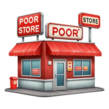Convenience store named poor store and more sticker