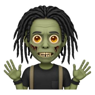 memoji iphone zombie with black dreads black tee and braces sticker