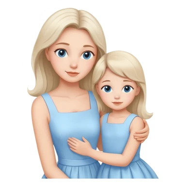 loving mother and daughter wearing matching pastel blue dresses sticker