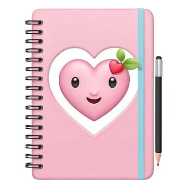 cute open pastel pink notebook with notes about things to do, iOS Apple emoji style sticker