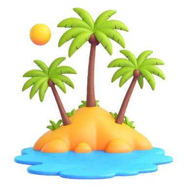 island with two palm trees, 3d emoji style sticker